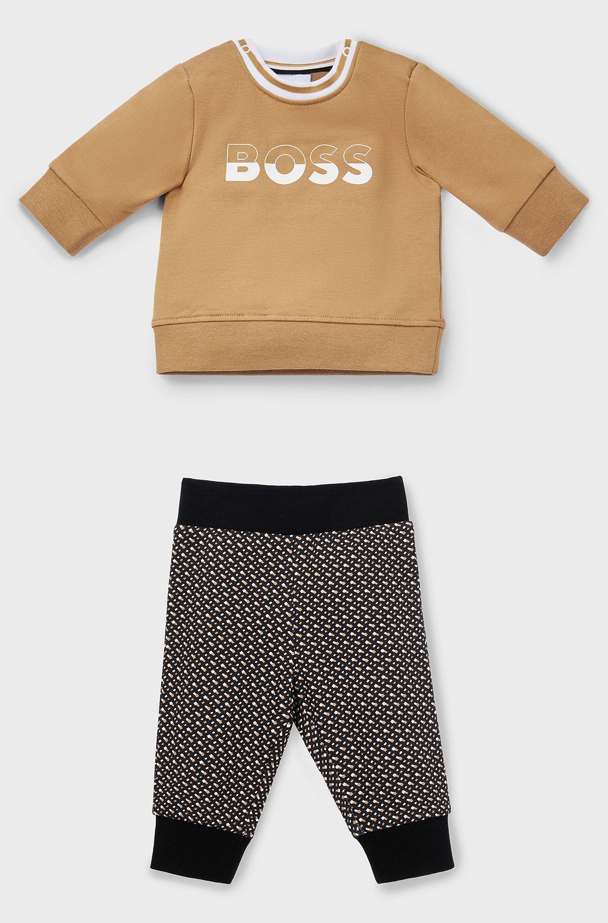 Gift-boxed logo tracksuit for babies, Brown