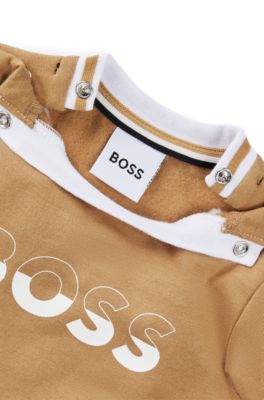 Gift-boxed logo tracksuit for babies, Brown