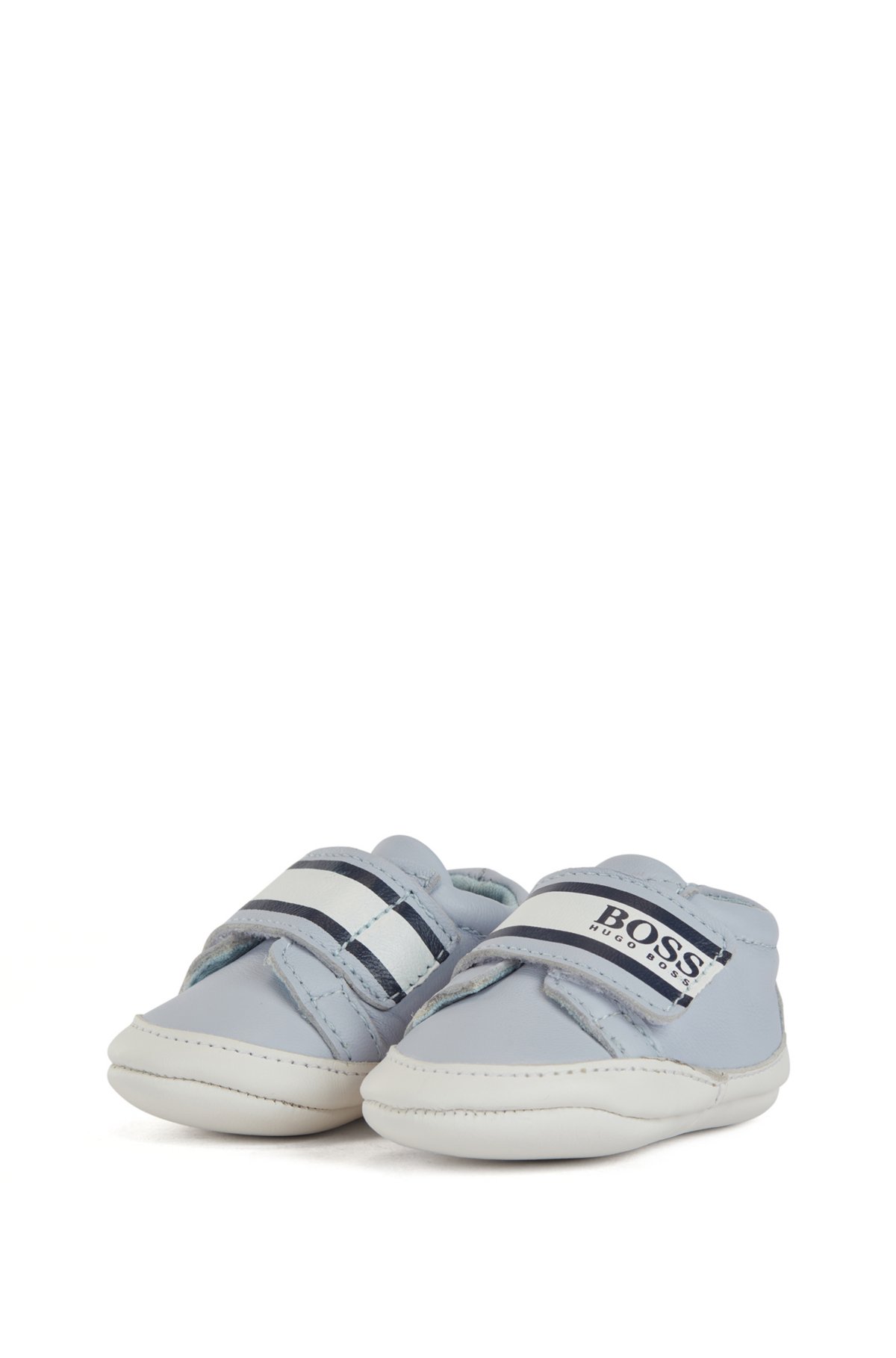 Pris Revolutionerende kurve BOSS - Baby slippers in leather with logo touch-fastening