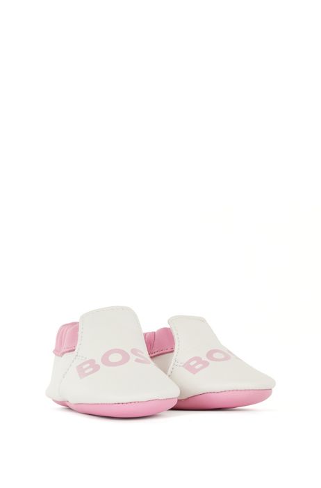 HUGO BOSS Scarpe Pantofole Pantofole per neonati in pelle con logo stampato in confezione regalo 
