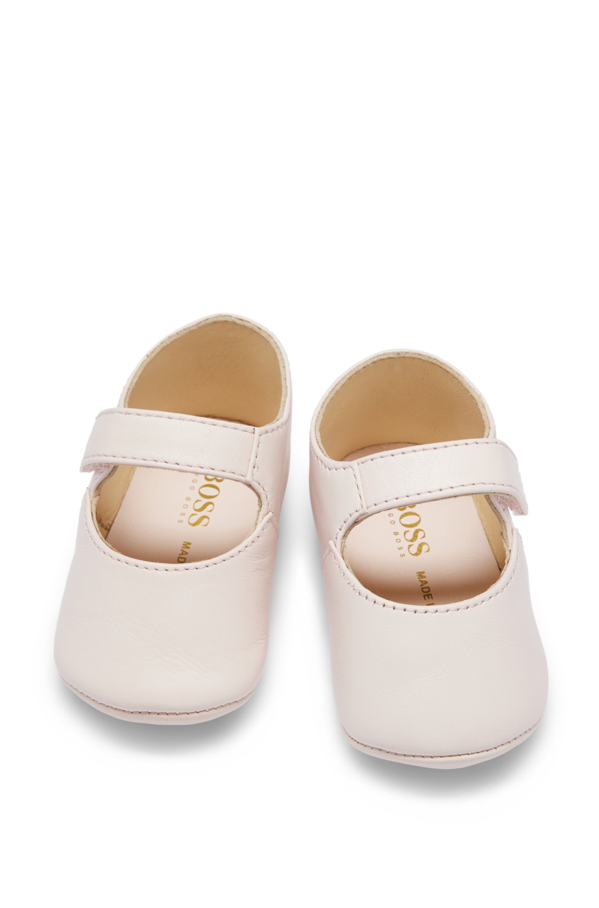 eskalere analog dannelse BOSS - Baby booties in soft leather with logo details