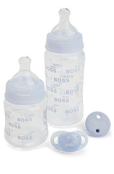 Gift-boxed set of baby bottles, dummy and clip, Light Blue