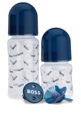 BOSS - Set per neonati con biberon, ciuccio e clip in confezione regalo