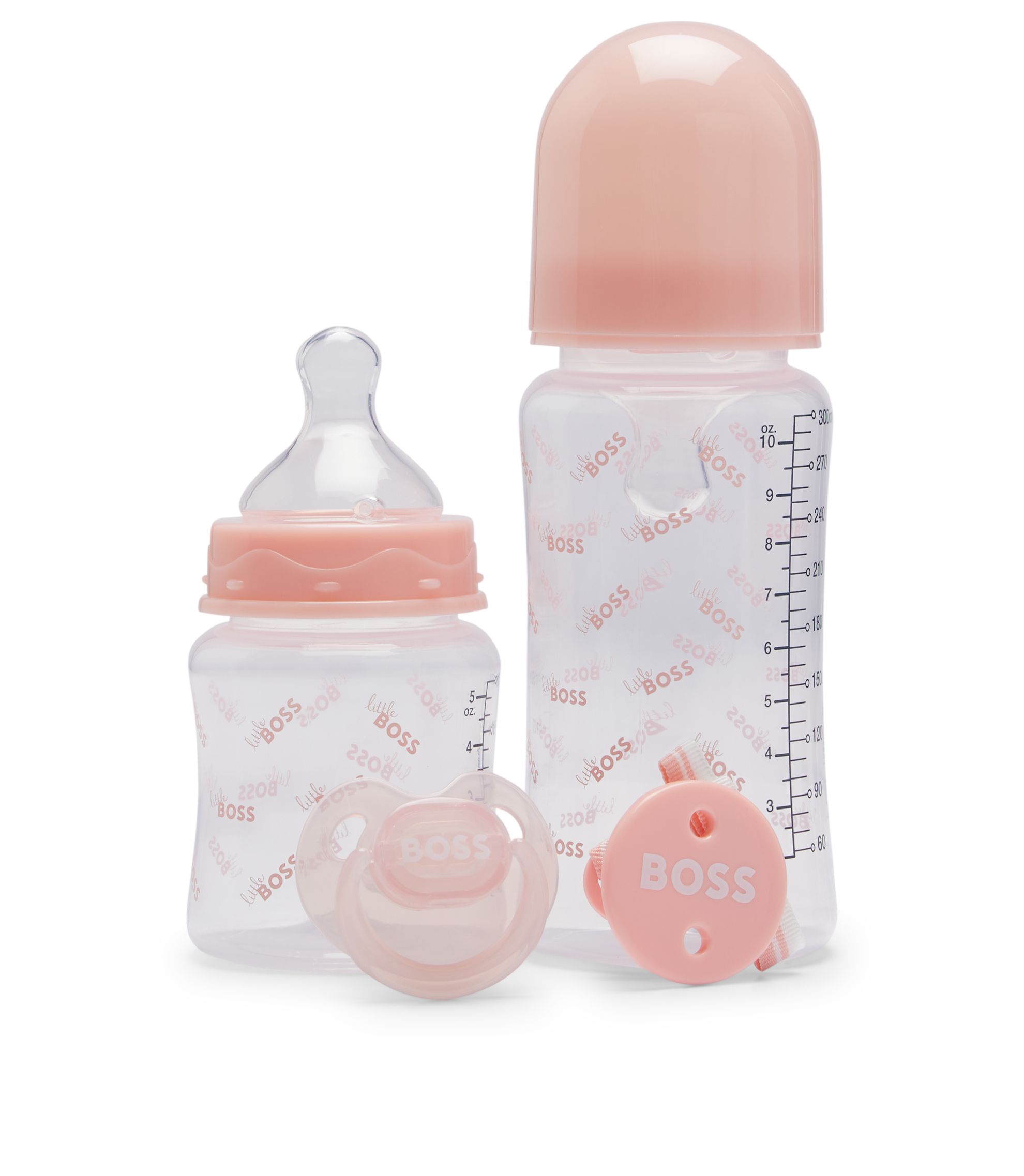 BOSS Gift-boxed set of baby bottles, dummy and clip light pink