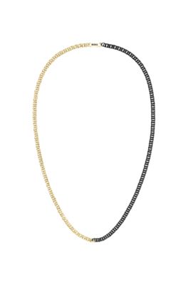 Chain necklace in black and gold tones, Patterned