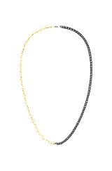 Chain necklace in black and gold tones, Patterned