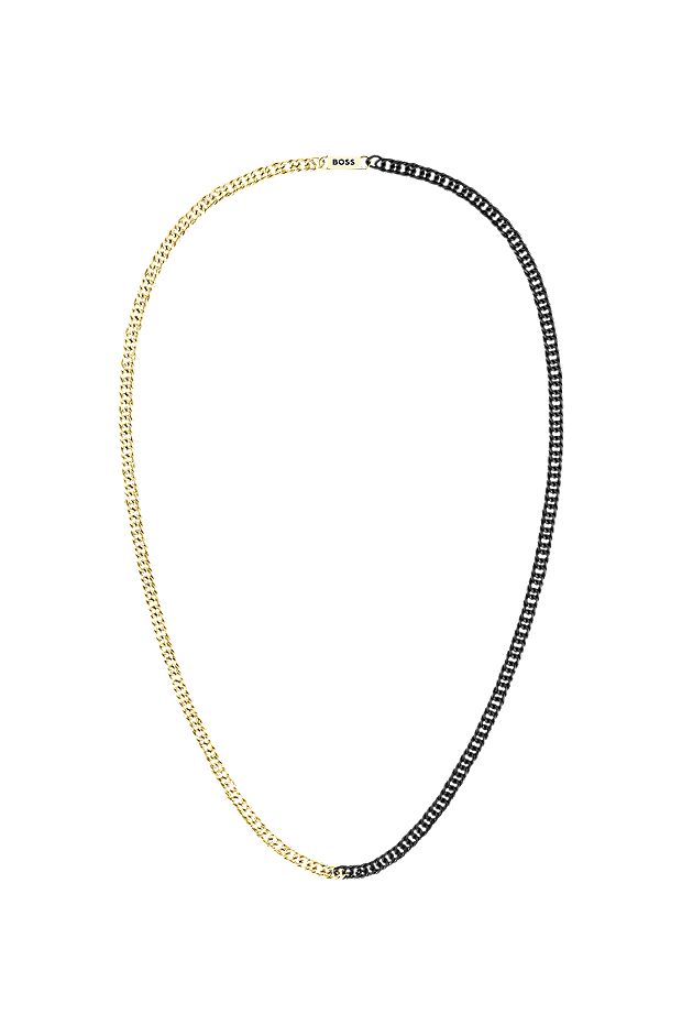 Chain necklace in black and gold tones, Patterned