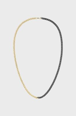 Chain necklace in black and gold tones, Patterned