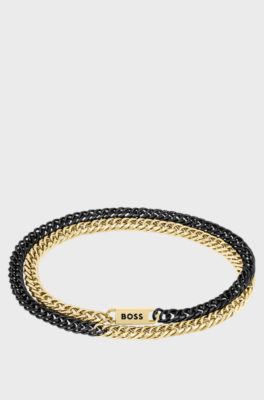 Double-wrap cuff with two-tone chain, Patterned