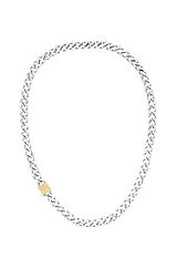 Stainless-steel curb-chain necklace with monogram square, Assorted-Pre-Pack