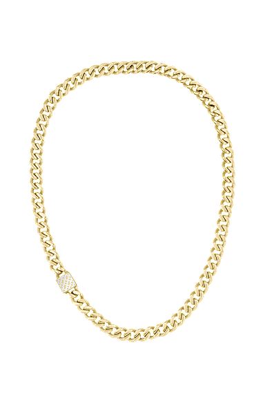 Gold-tone textured-chain necklace with monogram closure, Gold