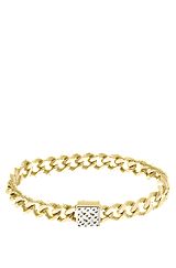 Gold-tone textured-chain bracelet with monogram closure, Gold