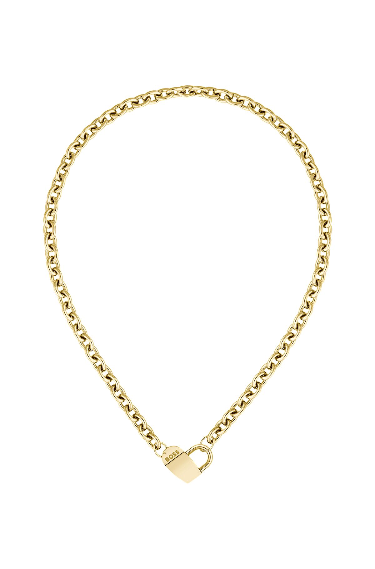 Halskette in Gelbgold-Optik mit magnetischem Herz mit Monogramm, Gold