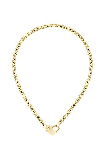 Halskette in Gelbgold-Optik mit magnetischem Herz mit Monogramm, Gold