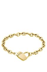 Yellow-gold-effect bracelet with magnetic monogrammed heart, Gold
