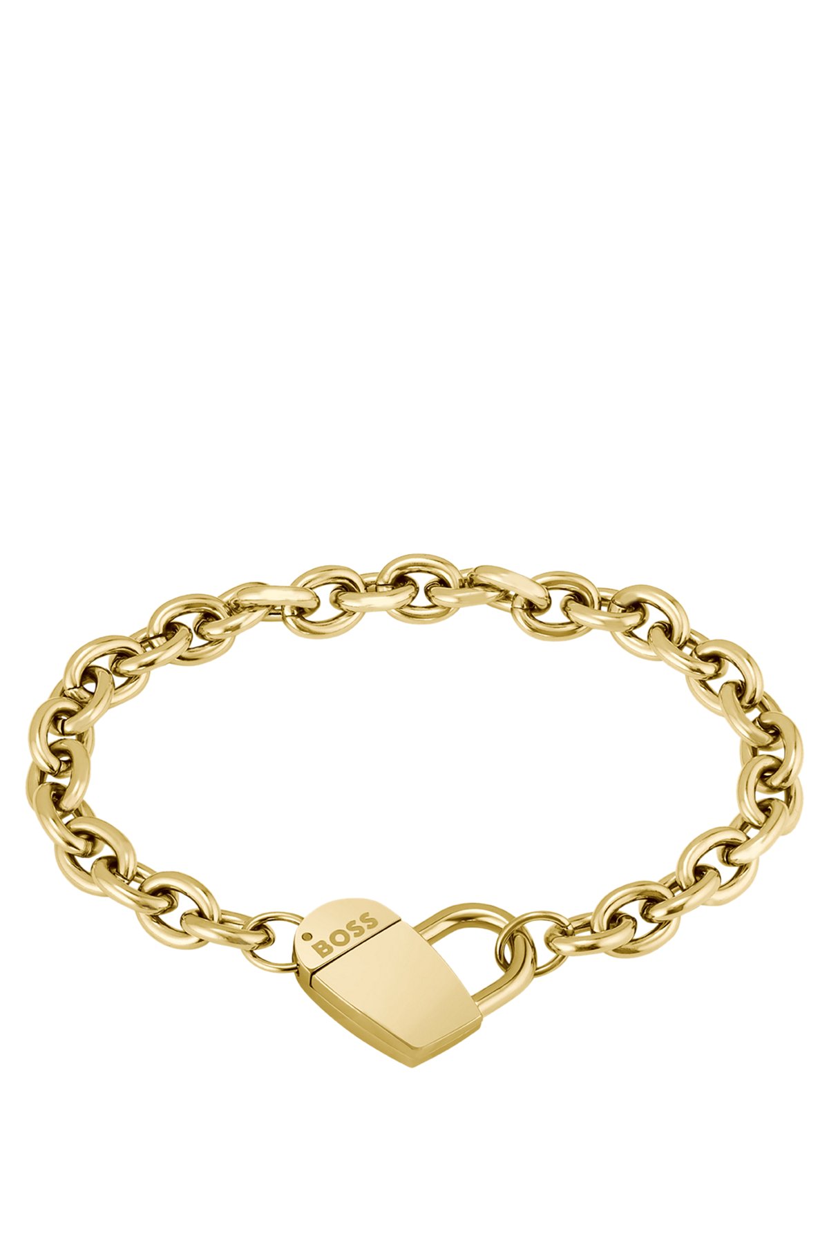 Yellow-gold-effect bracelet with magnetic monogrammed heart, Gold