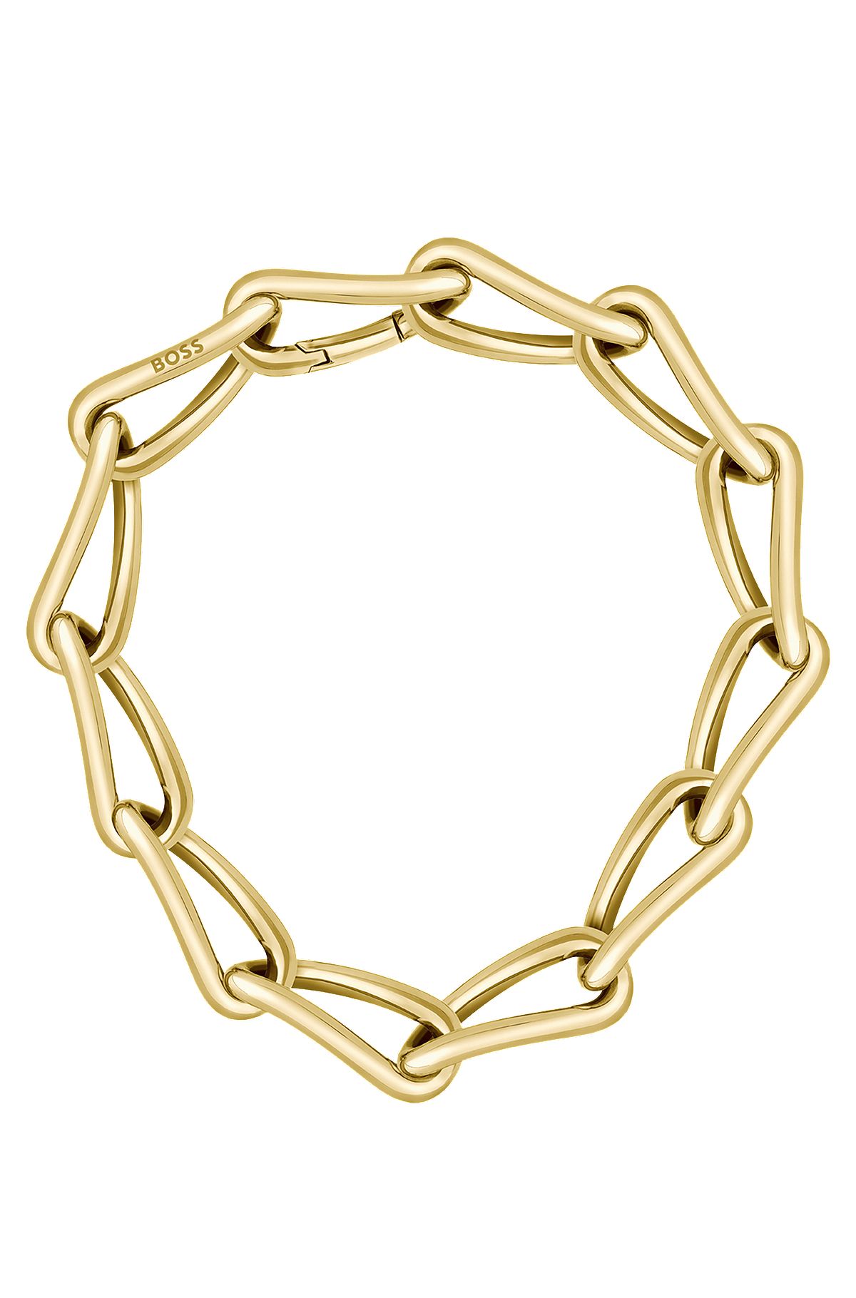 Yellow-gold-effect necklace with twisted tubular links, Gold
