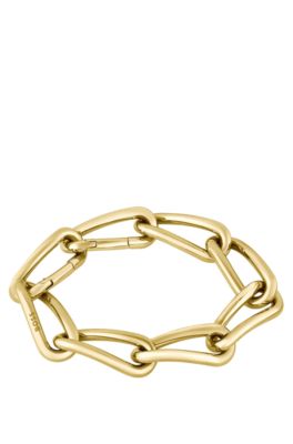 Gold-tone bracelet with twisted tubular links, Gold tone