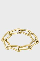 Gold-tone bracelet with twisted tubular links, Gold