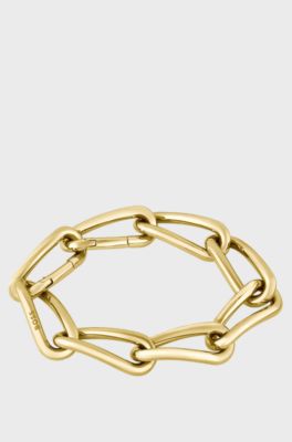 Gold-tone bracelet with twisted tubular links, Gold tone