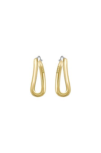 Gold-tone earrings with twisted tubular links, Gold