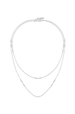 Silberfarbene Halskette mit kristallbesetzten Elementen, Silberfarben