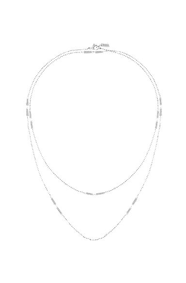 Silver-tone necklace with crystal-studded stations, Silver