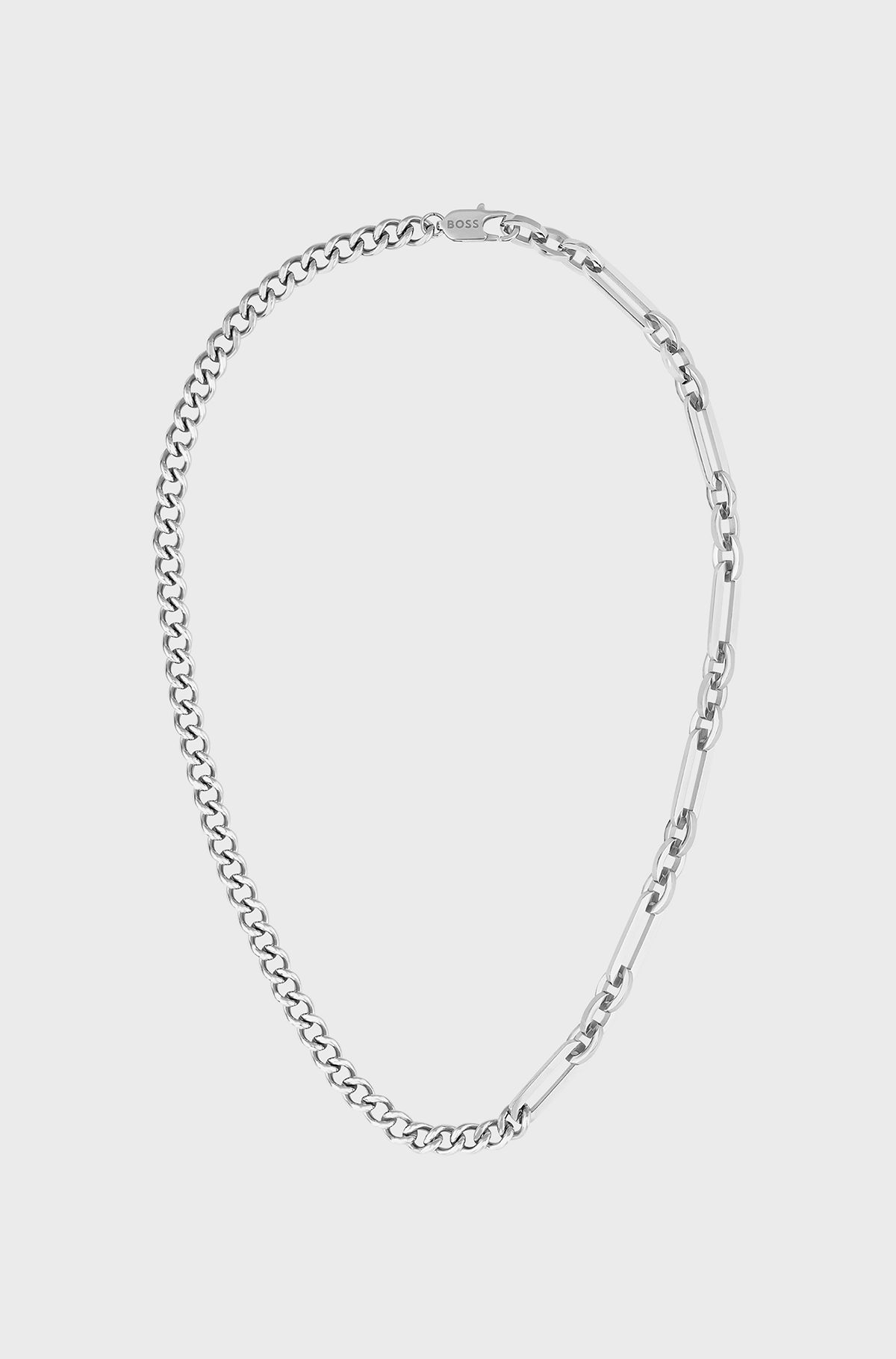 Stainless-steel necklace with chain and links, Assorted-Pre-Pack