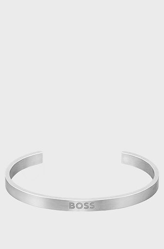 Silver-tone cuff with logo detail, Silver