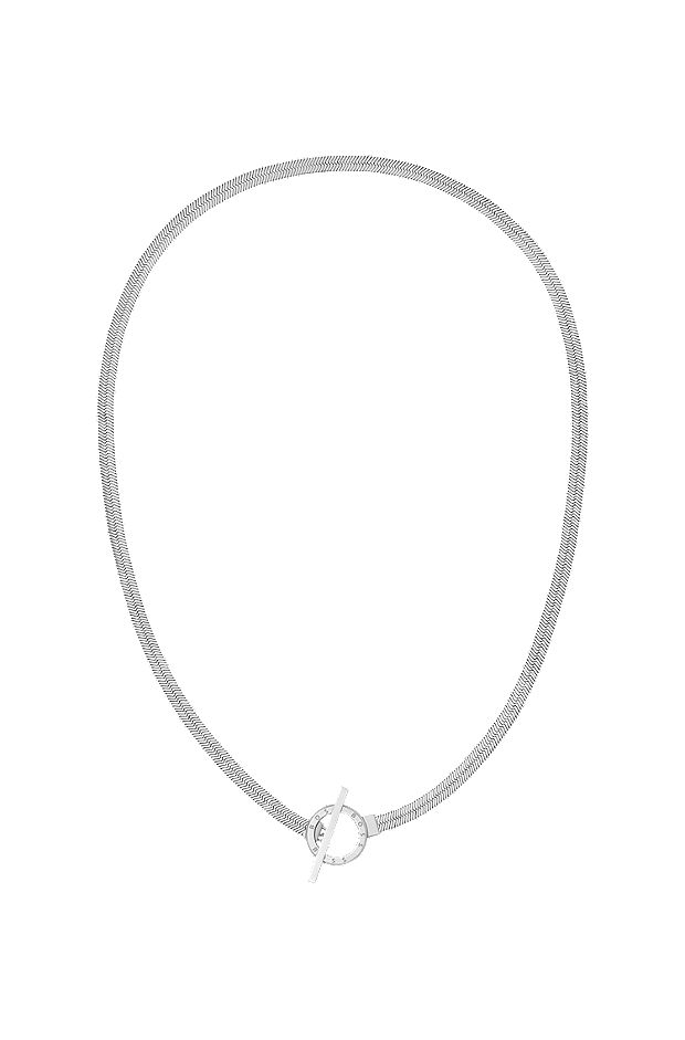 Halskette aus Edelstahl mit Logo-Gravur am Ring, Silber