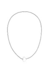 Silver-tone herringbone-chain necklace with toggle closure, Silver