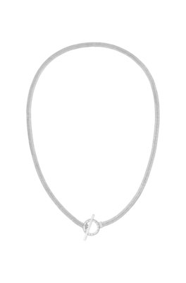 Collier avec chaîne à maillons chevrons argentés et fermeture à bascule