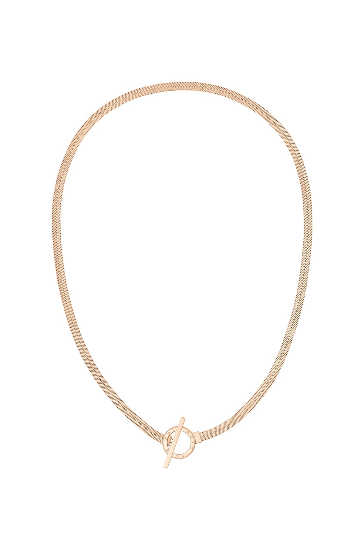 Carnation-gold-effect necklace with logo-etched ring, Gold