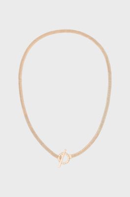 Gold-tone herringbone-chain necklace with toggle closure, Gold tone