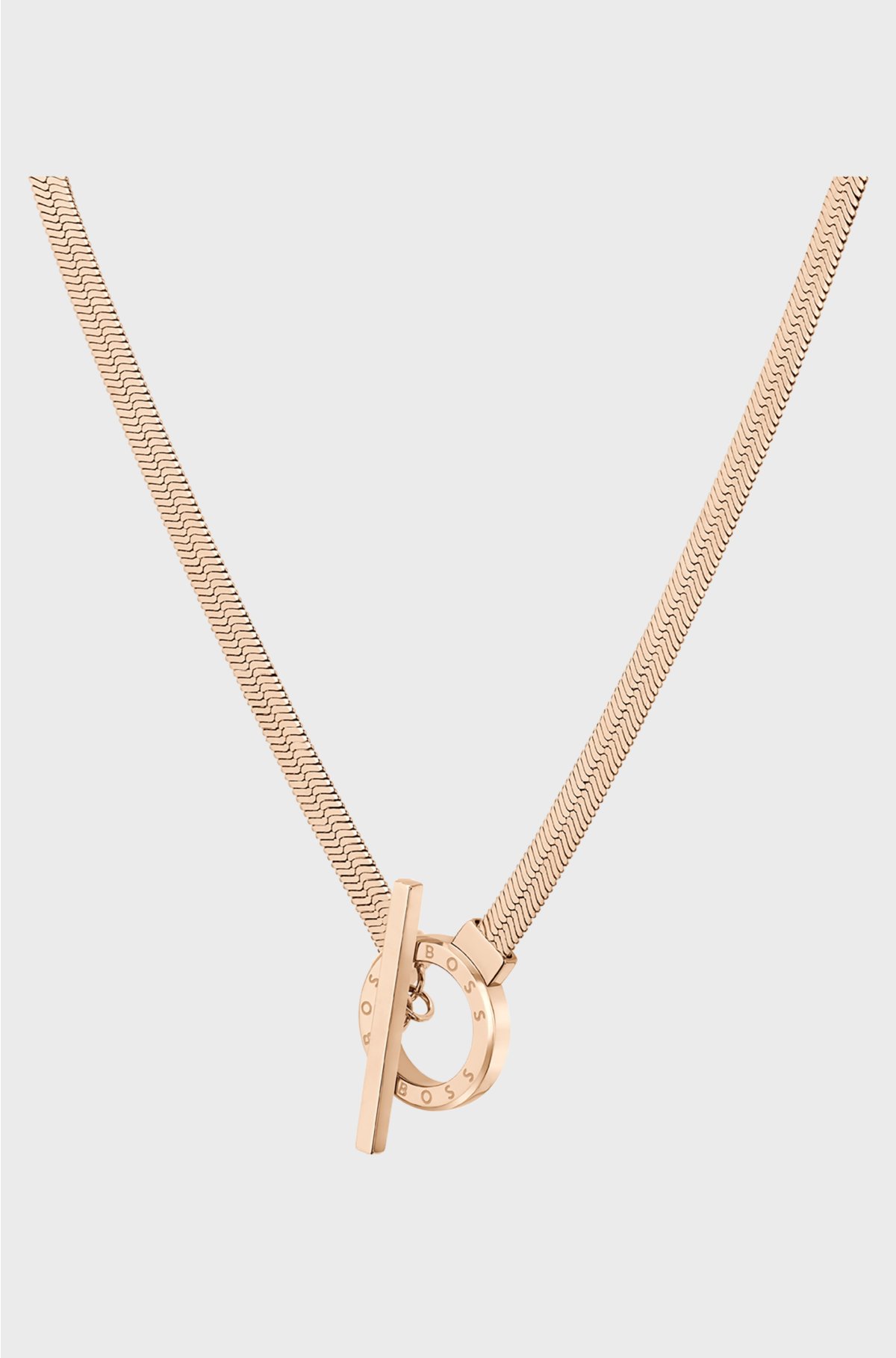 Gold-tone herringbone-chain necklace with toggle closure, Gold