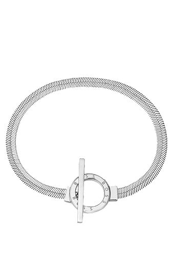 Armband aus Edelstahl mit Logo-Gravur am Ring, Silber