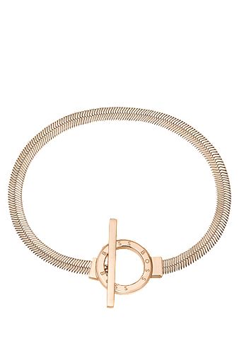 Gold-tone herringbone-chain bracelet with toggle closure, Gold