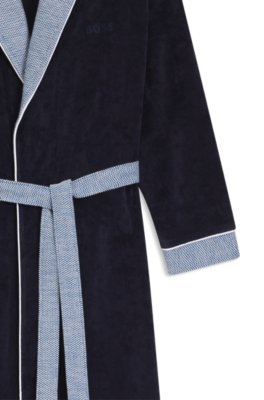 Boss cotton-velvet dressing gown with textured trims morgonrockar herr – bild 2