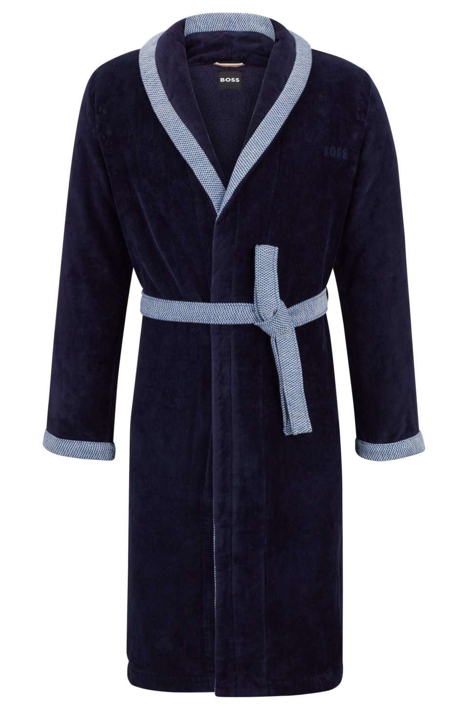 cotton-velvet dressing gown with embroidered logo