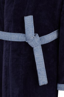 Boss cotton-velvet dressing gown with embroidered logo morgonrockar dam – bild 2