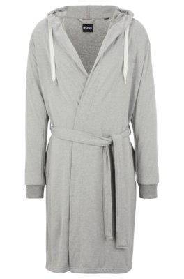 Peignoir gris à capuche avec manches logotées