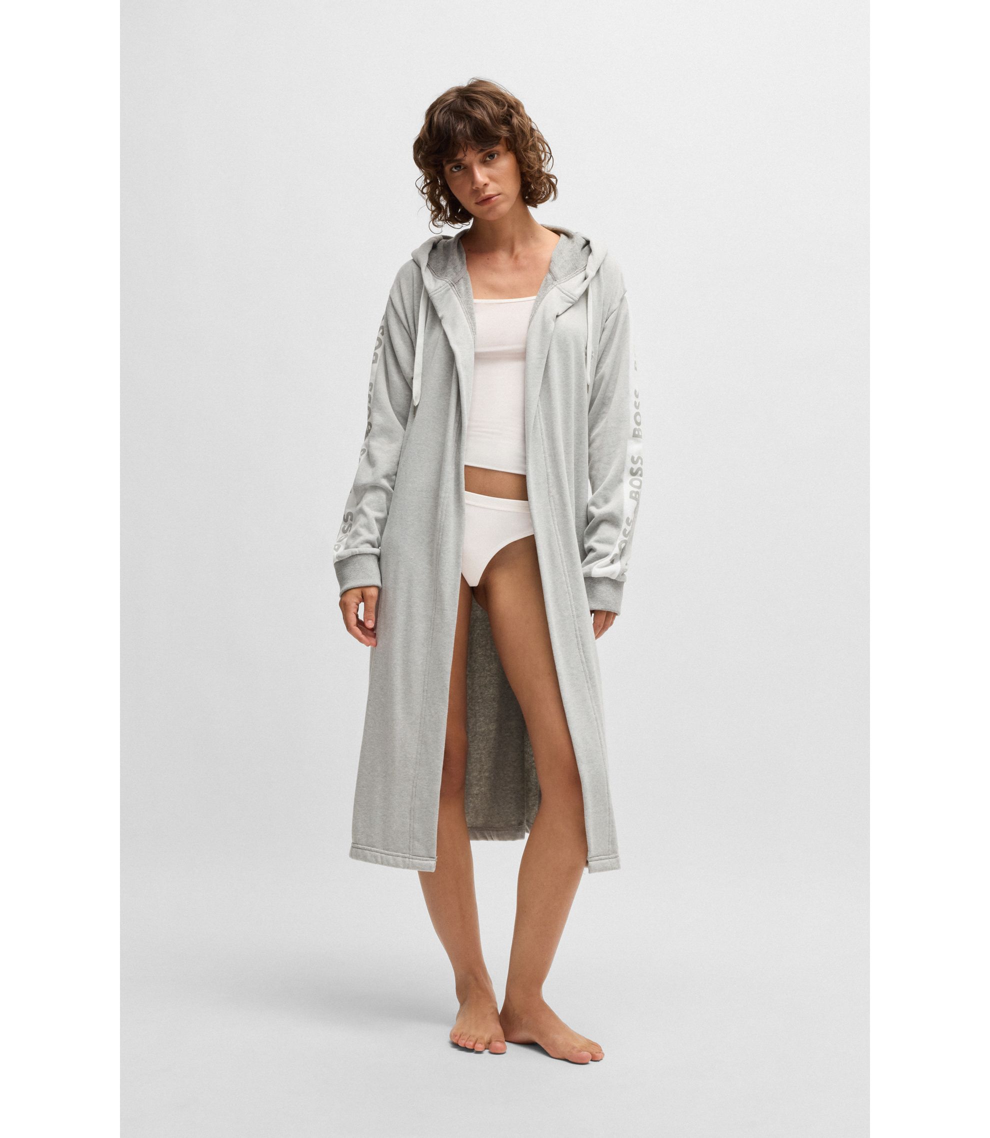 grey hooded dressing gown ladies Women's Grey Dressing Gowns