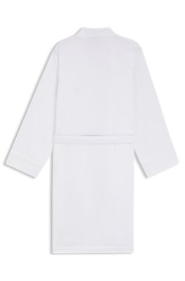 Cotton-terry dressing gown with quick-dry inner, White