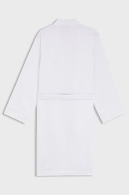 Cotton-terry dressing gown with quick-dry inner, White