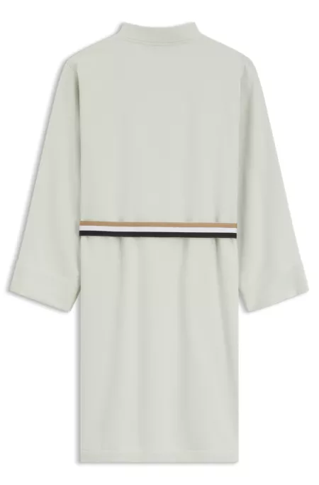 Cotton dressing gown with signature-stripe belt
