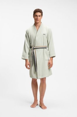 Boss Cotton dressing gown with signature-stripe belt morgonrockar herr – bild 3