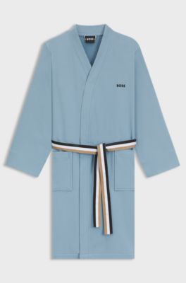 Peignoir en molleton de coton &agrave; s&eacute;chage rapide, bleu clair