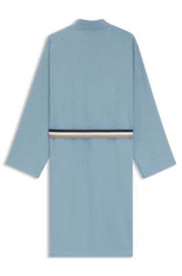 Cotton-terry dressing gown with quick-dry inner, Light Blue