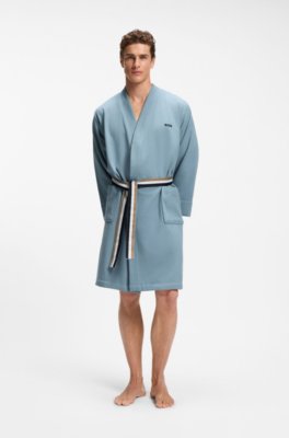 Boss Cotton dressing gown with signature-stripe belt morgonrockar herr – bild 3