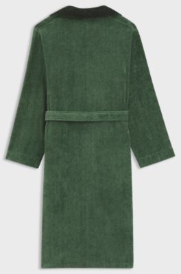 Cotton velvet dressing gown with Double B monogram, Green